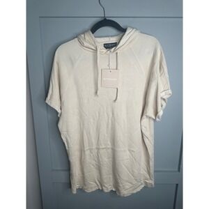 Kittenish Women's XL Pullover Hoodie Short Sleeve Raw‎ Hem Top